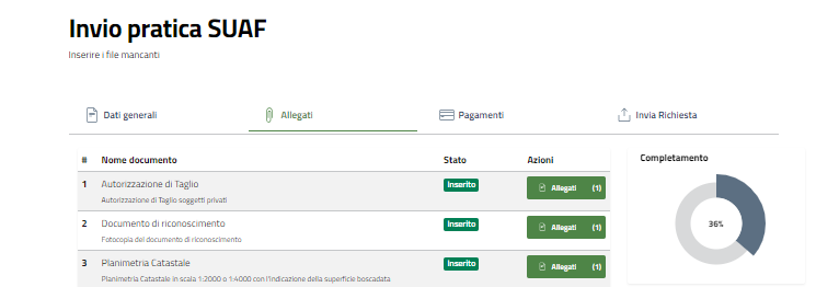 organizzazione allegati